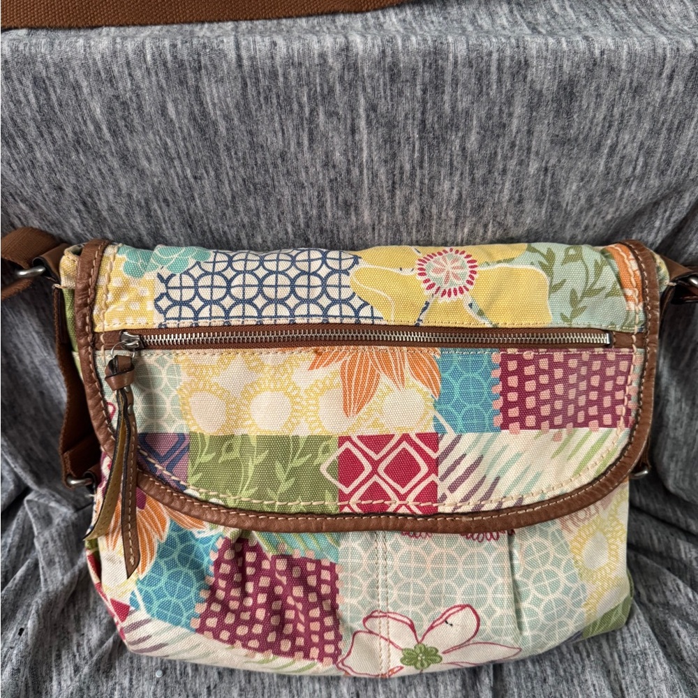 Fossil Patchwork Floral Multicolor Crossbody Bag